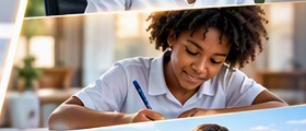 Students learning at a desk